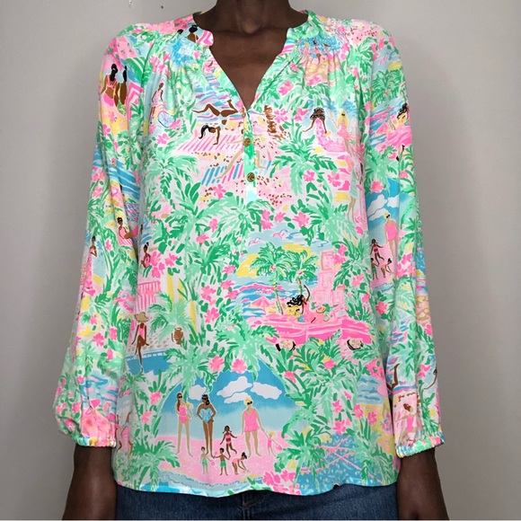 LILLY PULITZER | Lets Get Together Silk Elsa Blouse